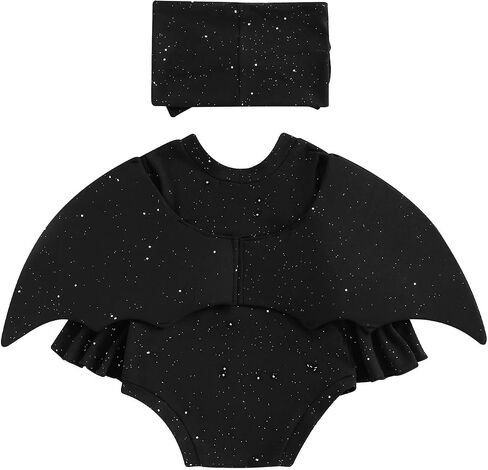 Toddler Baby Girl Bat Halloween Costume Bat Wing Long Sleeve Romper with Headband Set Newborn Cosplay Party Outfit in Saudi Arabia