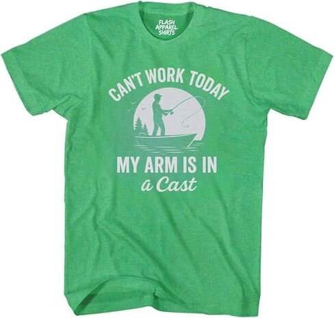 لا يمكن للقميص الرجالي العمل اليوم ذراعي في لعبة Function Fishing Fishing Tirt Thirt Novelty Govers Day Thirt T-Shirt in Kuwait