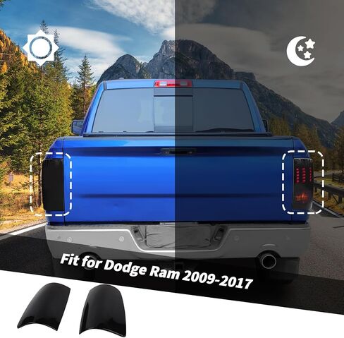 Jimen Fit for Dodge Ram 2009-2017, 2PCS Rear Taillight Trim Tint Smoked Tail Light Bezel Cover in Saudi Arabia
