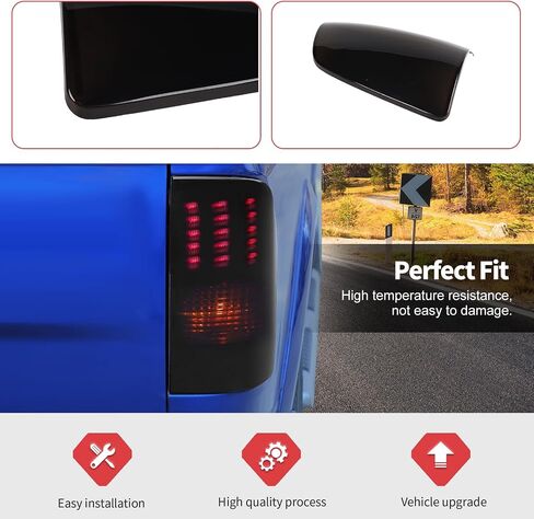 Jimen Fit for Dodge Ram 2009-2017, 2PCS Rear Taillight Trim Tint Smoked Tail Light Bezel Cover in Saudi Arabia
