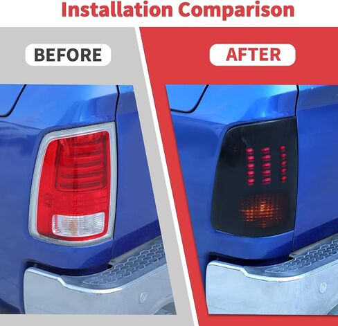 Jimen Fit for Dodge Ram 2009-2017, 2PCS Rear Taillight Trim Tint Smoked Tail Light Bezel Cover in Saudi Arabia