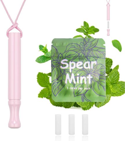 Breathing Necklace to Quit Smoking and Vaping with Refillable Mint Pods, Stop Smoking Aids Fidget Necklace, Smokeless Inhaler for Adults with Enameled Surface, Includes 3 Mint Cotton Cores in Saudi Arabia