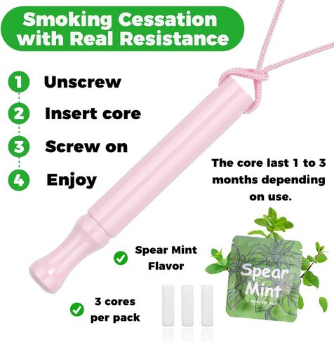 Breathing Necklace to Quit Smoking and Vaping with Refillable Mint Pods, Stop Smoking Aids Fidget Necklace, Smokeless Inhaler for Adults with Enameled Surface, Includes 3 Mint Cotton Cores in Saudi Arabia