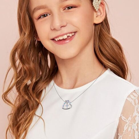 قلادة القلب الصليب للفتيات المراهقات ، الذهب 14k مطلي بحجارة تشيكوسلوب مالي in Kuwait