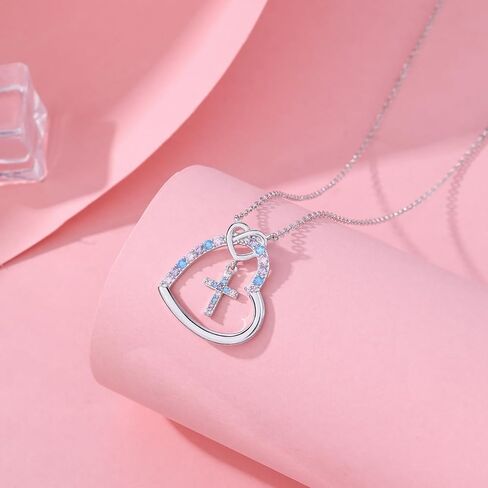 قلادة القلب الصليب للفتيات المراهقات ، الذهب 14k مطلي بحجارة تشيكوسلوب مالي in Kuwait