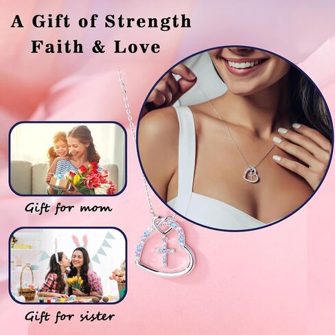 قلادة القلب الصليب للفتيات المراهقات ، الذهب 14k مطلي بحجارة تشيكوسلوب مالي in Kuwait