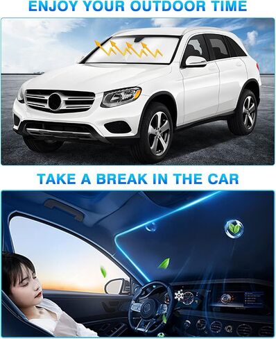 KUST Windshield Sun Shade for Audi Q8 E-Tron Accessories 2019-2024 E Tron SUV Window Sunshade Sun Visor Protector Foldable Blocks UV Rays Keep Your Car Cooler (Not for Audi e-tron GT Q4 Q5) in Saudi Arabia