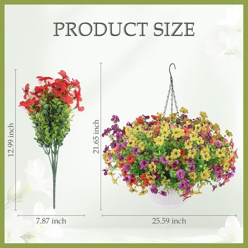 2 Sets of Artificial Hanging Plants Flowers Basket for Outdoor, 2 Sets Dry and Wet Separation Hanging Baskets, Suitable for Spring Summer Porches, Terraces, Courtyard Home Decoration in Saudi Arabia