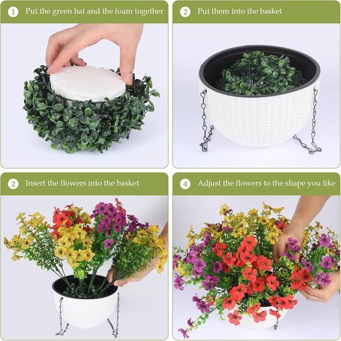 2 Sets of Artificial Hanging Plants Flowers Basket for Outdoor, 2 Sets Dry and Wet Separation Hanging Baskets, Suitable for Spring Summer Porches, Terraces, Courtyard Home Decoration in Saudi Arabia