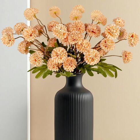 Fake White Kiku Flowers for Home, Artificial Fake Pompon Mums Flowers Plants Indoor Outdoors, 8Pcs Faux Silk Chrysanthemum Mum Balls Flowers Bouquet for Coffee Table, Floral Weeding Arrangements Decor in Saudi Arabia