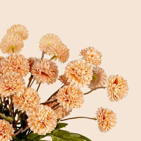 Fake White Kiku Flowers for Home, Artificial Fake Pompon Mums Flowers Plants Indoor Outdoors, 8Pcs Faux Silk Chrysanthemum Mum Balls Flowers Bouquet for Coffee Table, Floral Weeding Arrangements Decor in Saudi Arabia