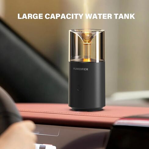 Portable Car Essential Oil Diffuser Humidifier with Retro Candlelight Effect Water Based Oil for Home Office Travel Car Cabin Light & Diffuser in Kuwait