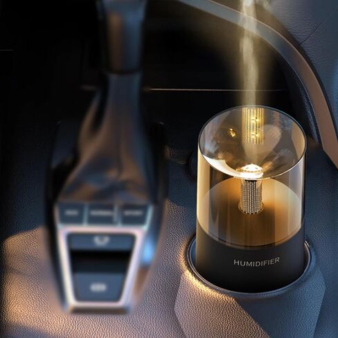 Portable Car Essential Oil Diffuser Humidifier with Retro Candlelight Effect Water Based Oil for Home Office Travel Car Cabin Light & Diffuser in Kuwait