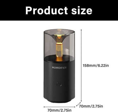 Portable Car Essential Oil Diffuser Humidifier with Retro Candlelight Effect Water Based Oil for Home Office Travel Car Cabin Light & Diffuser in Kuwait