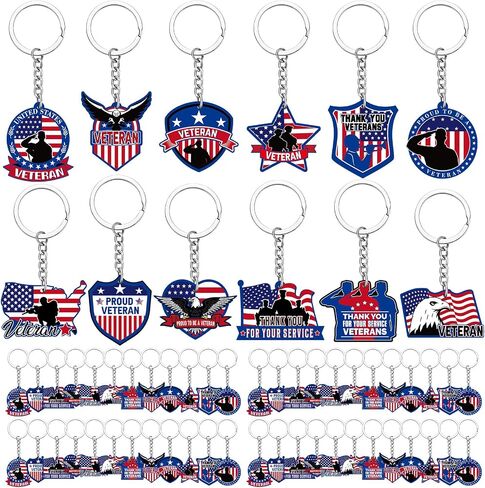 Sureio 120 Pcs Thank You for Your Service Veterans Gifts Bulk, Patriotic USA Military Retirement Appreciation Keychain Favors in Saudi Arabia