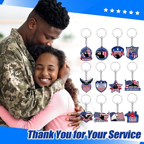 Sureio 120 Pcs Thank You for Your Service Veterans Gifts Bulk, Patriotic USA Military Retirement Appreciation Keychain Favors in Saudi Arabia