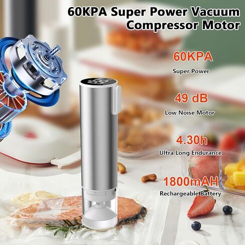 cjc Handheld Vacuum Sealer, Electric Vacuum Sealer for Food, 4-in-1 Mason Jar Vacuum Sealer, Rechargeable Vacuum Sealer, Portable Vacuum Sealer Machine Kit, Small Vacuum Pump for Travel in Saudi Arabia