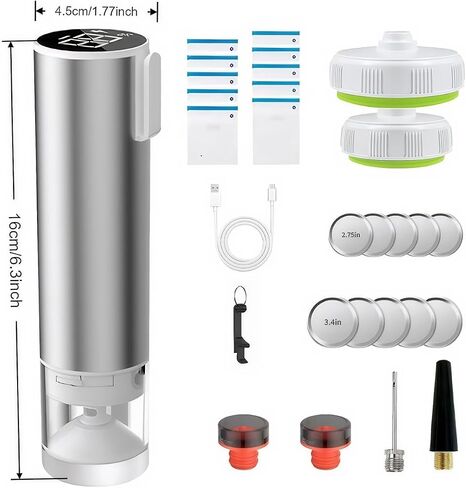 cjc Handheld Vacuum Sealer, Electric Vacuum Sealer for Food, 4-in-1 Mason Jar Vacuum Sealer, Rechargeable Vacuum Sealer, Portable Vacuum Sealer Machine Kit, Small Vacuum Pump for Travel in Saudi Arabia
