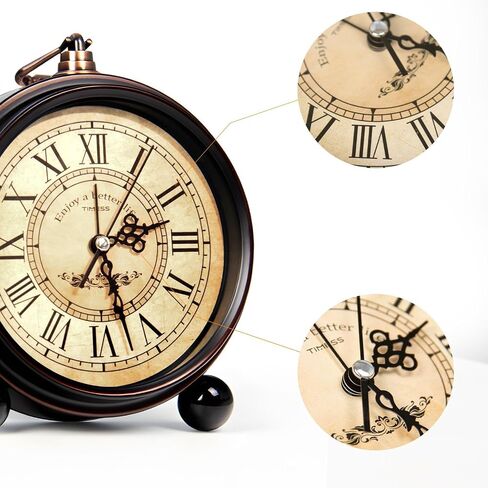 Vintage Analog Alarm Clock, 6.1" Silent Non-Ticking Quartz Desk Clock with Roman Numerals, Battery Operated Table Clock for Bedroom, Living Room, Office, or Gift (White) in Kuwait