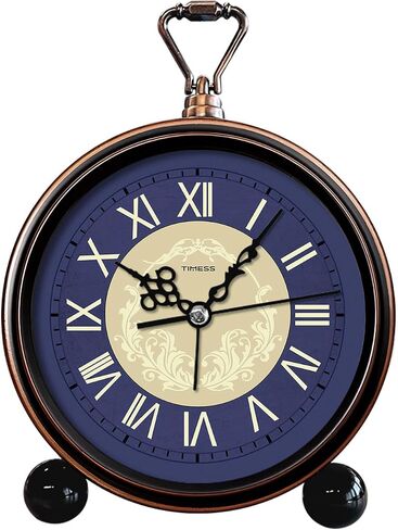 Vintage Analog Alarm Clock, 6.1" Silent Non-Ticking Quartz Desk Clock with Roman Numerals, Battery Operated Table Clock for Bedroom, Living Room, Office, or Gift (White) in Kuwait
