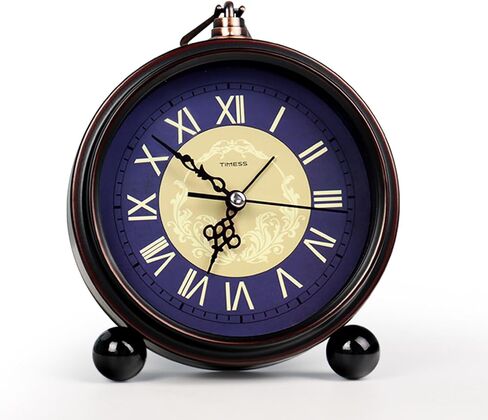 Vintage Analog Alarm Clock, 6.1" Silent Non-Ticking Quartz Desk Clock with Roman Numerals, Battery Operated Table Clock for Bedroom, Living Room, Office, or Gift (White) in Kuwait