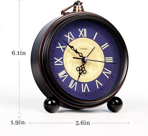 Vintage Analog Alarm Clock, 6.1" Silent Non-Ticking Quartz Desk Clock with Roman Numerals, Battery Operated Table Clock for Bedroom, Living Room, Office, or Gift (White) in Kuwait