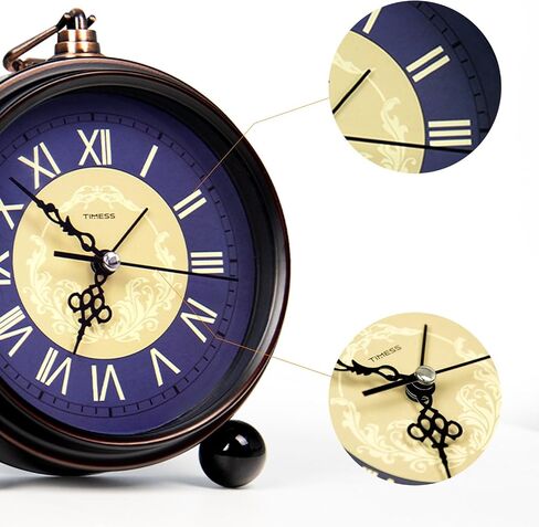Vintage Analog Alarm Clock, 6.1" Silent Non-Ticking Quartz Desk Clock with Roman Numerals, Battery Operated Table Clock for Bedroom, Living Room, Office, or Gift (White) in Kuwait