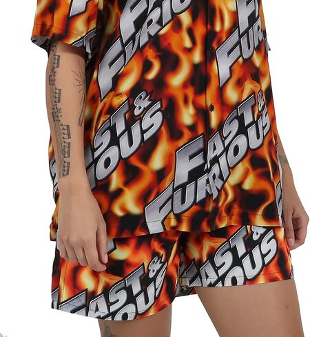 Fast & Furious Repeat Logo Flame Background Adult Shorts in Saudi Arabia