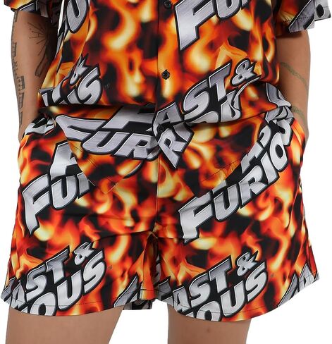 Fast & Furious Repeat Logo Flame Background Adult Shorts in Saudi Arabia