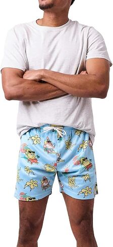 SpongeBob Squarepants Beach Day All-Over Print Men Blue Active Mesh Shorts in Saudi Arabia