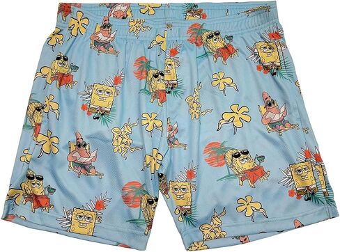 SpongeBob Squarepants Beach Day All-Over Print Men Blue Active Mesh Shorts in Kuwait
