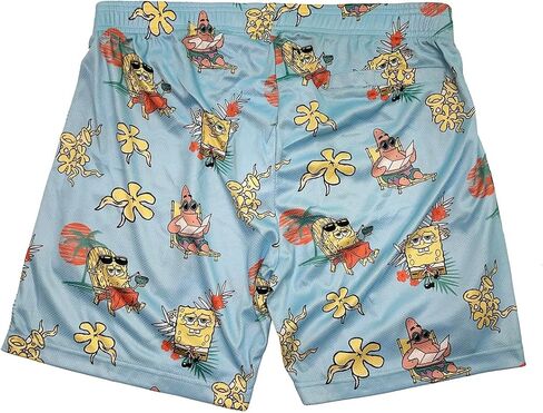 SpongeBob Squarepants Beach Day All-Over Print Men Blue Active Mesh Shorts in Saudi Arabia