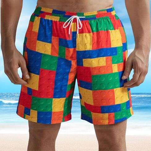 Mens Swim Trunks Quick Dry Beachwear Drawstring Waist Summer Vacation Water Sports Activities Lightweight Beach Shorts in Saudi Arabia