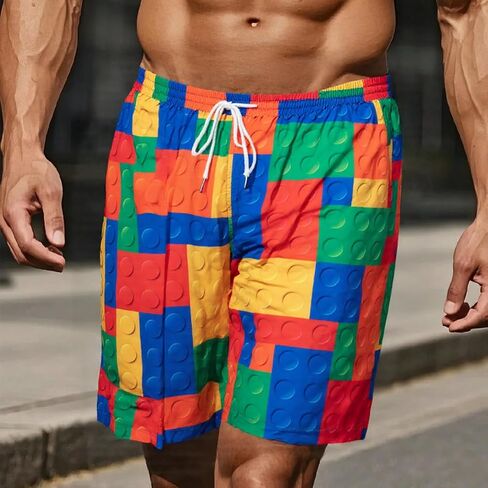 Mens Swim Trunks Quick Dry Beachwear Drawstring Waist Summer Vacation Water Sports Activities Lightweight Beach Shorts in Saudi Arabia