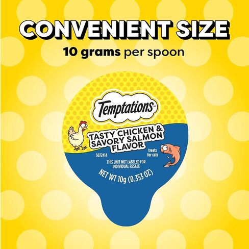 Temptations Lickable Spoons Adult Wet Cat Treat, Tasty Chicken and Cheesy Cheese Flavor, 10 Grams, Pack of 24 (96 Total Treats) in Saudi Arabia