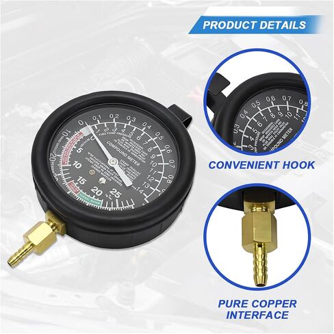 Fuel Pump and Vacuum Tester Gauge, Car Carburetor Leak Diagnostics Tester Kit, Universal Pressure Testing Meters for Automotive Engine Fuel System in Saudi Arabia