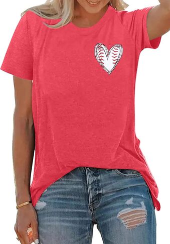 MOUSYA Baseball Mom Shirt Women Oversized Baseball Shirts Gameday Baseball Casual Short Sleeve Shirts in Saudi Arabia
