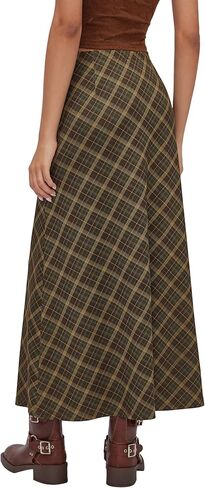 نبيذ عصير عصير blaid Maxi Skirt a-line plateed Fall Fashion Gingham تنانير الخروج اللطيفة العصرية العريدة ملابس عتيقة in Kuwait