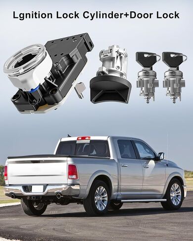 اسطوانة قفل مفتاح الإشعال مع 2 أقفال الباب ومفاتيح مناسبة ل Dodge Ram 1500 2500 3500 Viper Jeep Grand Cherokee Plymouth Prowler استبدال 5003845AA 56021346AB 5003893A in Kuwait