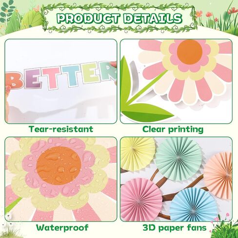 Boho Classroom Tree Bulletin Board Set with 3D Paper Fans Positive Better Together Bulletin Board Decorations for Back to School Motivational Office Home Decor Wall Door Chalkboard Supplies in Saudi Arabia