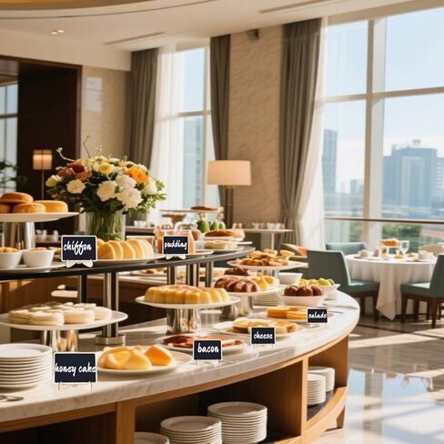 20 حزمة Mini Chalkboard Signs مع Stake Stand ، وعلامات الطعام الخشبية القابلة لإعادة الاستخدام لبوفيه الحفلات ، وملصقات السبورة لحفل الزفاف ، وأرقام الطاولة ، وبطاقات مكان العلامات (5 علامات و 20 ملصقًا) in Kuwait