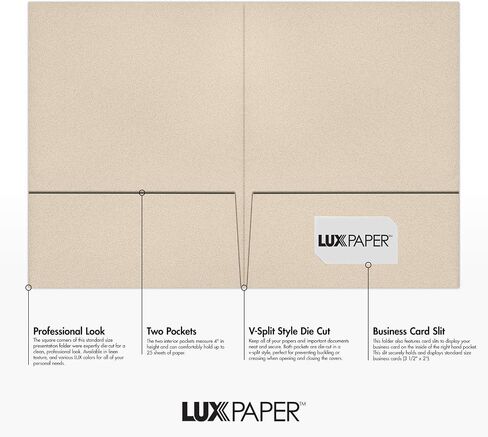 LUXPaper 9" x 12" Presentation Folders | Two Pocket | Front Cover Card Slits (Center) | Deep Black Linen | 100lb. Cover | 50 Qty in Saudi Arabia