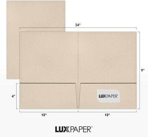 LUXPaper 9" x 12" Presentation Folders | Two Pocket | Front Cover Card Slits (Center) | Deep Black Linen | 100lb. Cover | 50 Qty in Saudi Arabia
