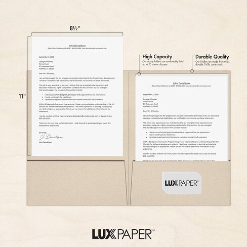 LUXPaper 9" x 12" Presentation Folders | Two Pocket | Front Cover Card Slits (Center) | Deep Black Linen | 100lb. Cover | 50 Qty in Saudi Arabia