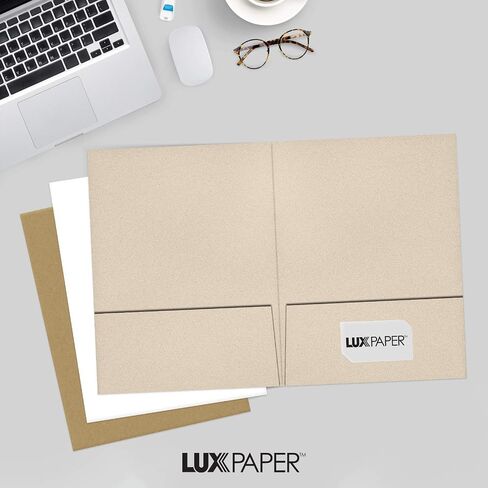LUXPaper 9" x 12" Presentation Folders | Two Pocket | Front Cover Card Slits (Center) | Deep Black Linen | 100lb. Cover | 50 Qty in Saudi Arabia