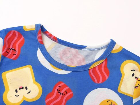 Topgal Teen/Little Girls Lightgown-Summer Shorts Sleeves Strendy Tie-Dye Breakfast Breakfast in Kuwait