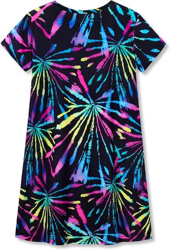 Topgal Teen/Little Girls Lightgown-Summer Shorts Sleeves Strendy Tie-Dye Breakfast Breakfast in Kuwait