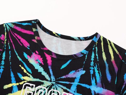 Topgal Teen/Little Girls Lightgown-Summer Shorts Sleeves Strendy Tie-Dye Breakfast Breakfast in Kuwait