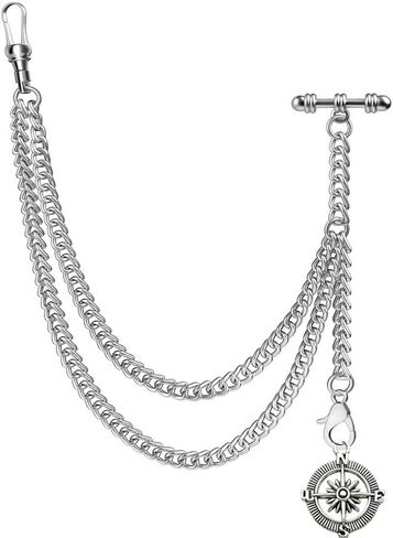 سلسلة مراقبة الجيب مع سلسلة ألبرت مع سلسلة مراقبة الجيب T بار مع قلادة Locket in Kuwait