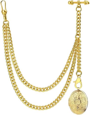 سلسلة مراقبة الجيب مع سلسلة ألبرت مع سلسلة مراقبة الجيب T بار مع قلادة Locket in Kuwait